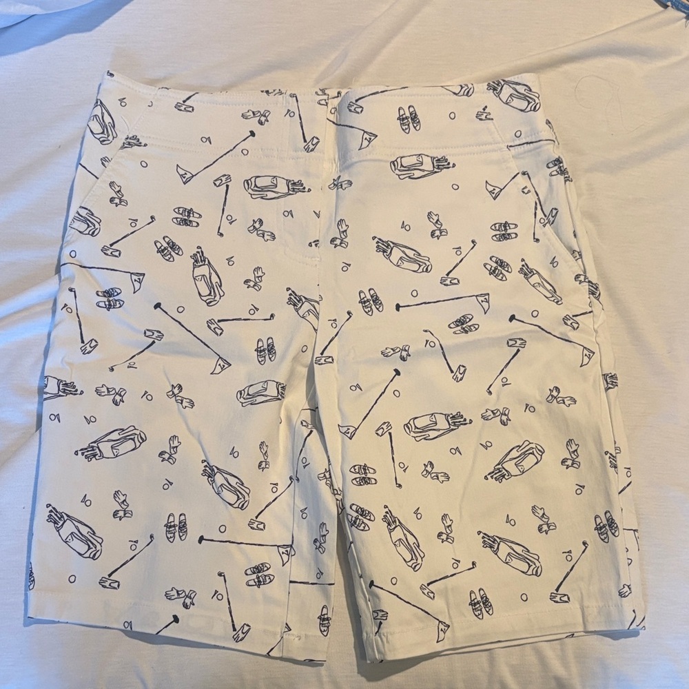 Izod White Athletic Shorts with Blue Print